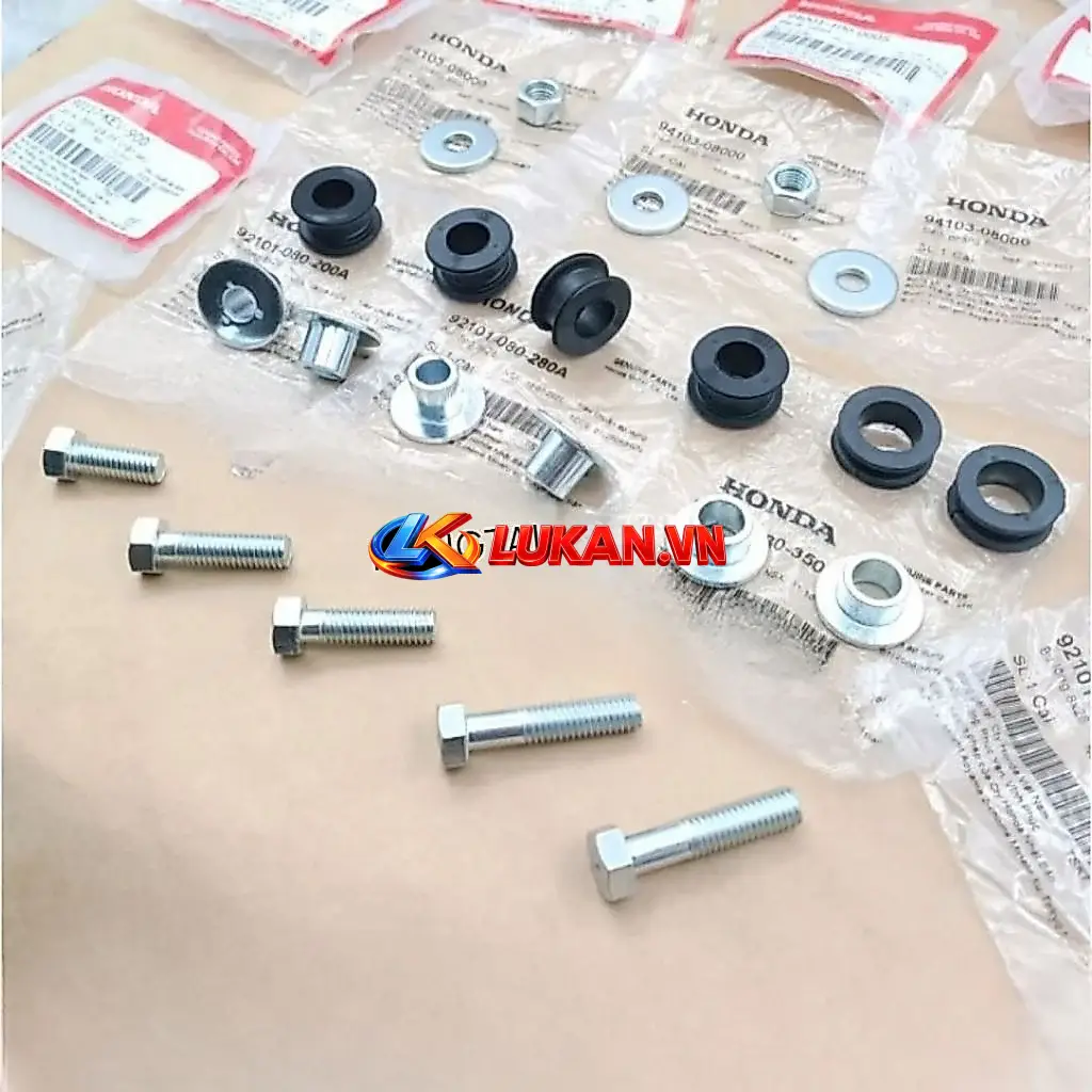 Full bộ ốc đệm cao su, pass nhôm gác chân sau DREAM, WAVE, FUTURE 1... zin - Ảnh 3