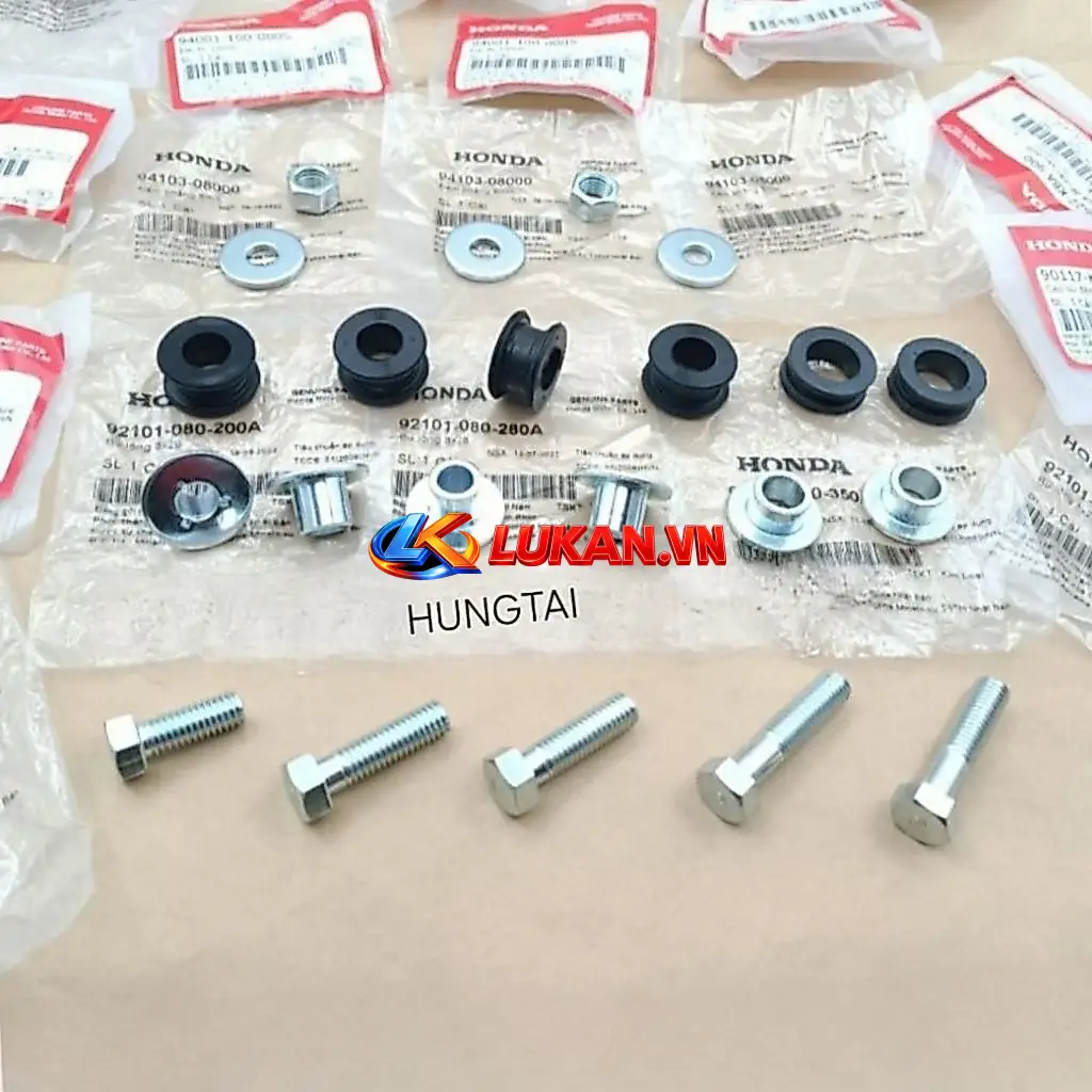 Full bộ ốc đệm cao su, pass nhôm gác chân sau DREAM, WAVE, FUTURE 1... zin - Ảnh 5