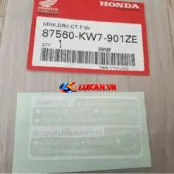 Tem dán bững yếm sườn, cổ xe DREAM Lùn, WAVE Thái zin 87560-KW7-901ZE