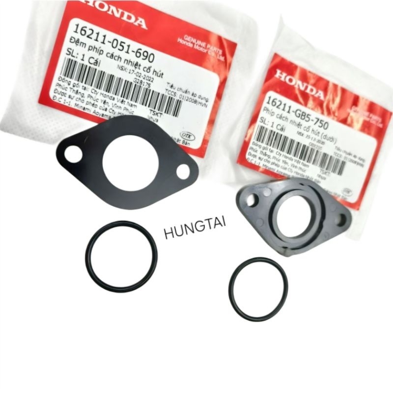 4 ron đệm nhựa, cách nhiệt chế hòa khí co xăng DREAM, WAVE, FUTURE, CUB... phím zin 16211-051-690, 16211-GB5-750 - Ảnh 3