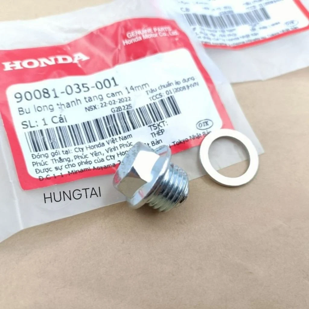 Ốc tăng sên, xích cam DREAM, WAVE, FUTURE.... bu lông 14mm zin 90081-035-001 - Ảnh 5