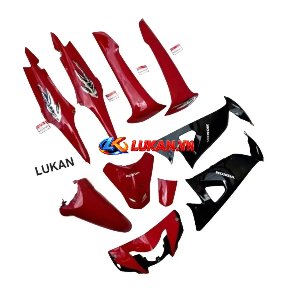Bộ nhựa dàn áo, vỏ WAVE A, ALPHA 100 mỏ neo, xương cá Đỏ zin Honda