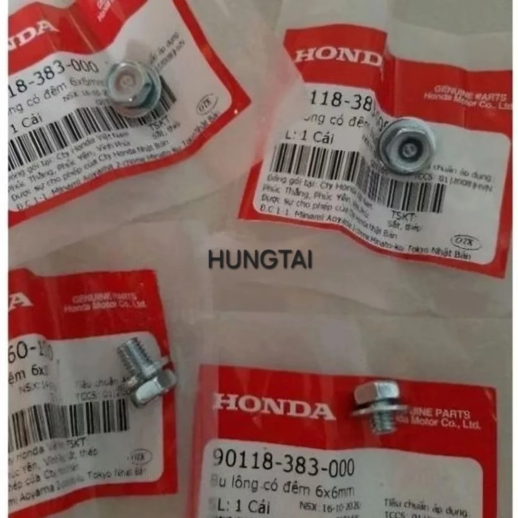 Bộ 4 ốc hộp xích, sên cacte DREAM, WAVE, FUTURE, CUB... zin Honda 90118-383-000, 93401-060-1000 - Ảnh 2