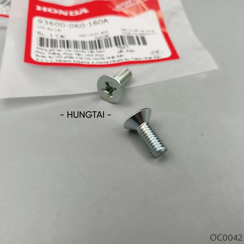 1 ốc thớt dĩa đề, nắp chặn nhớt DREAM, WAVE, FUTURE... zin vít 6x16 93600-060-160A - Ảnh 3