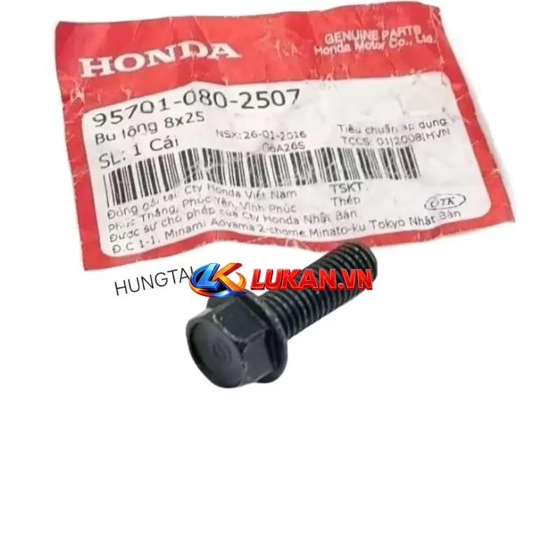 Ốc đen bắt heo dầu phanh, thắng WAVE, FUTURE... zin bu lông 8x25 95701-080-2507