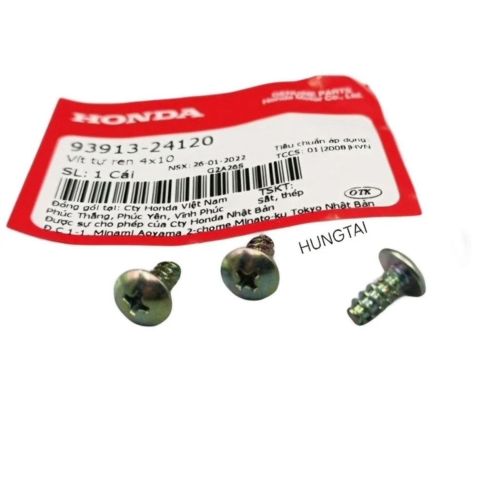 1 ốc, vít bắt nhựa mặt nạ xi trước xe DREAM... zin Honda 4x10 93913-24120 - Ảnh 2