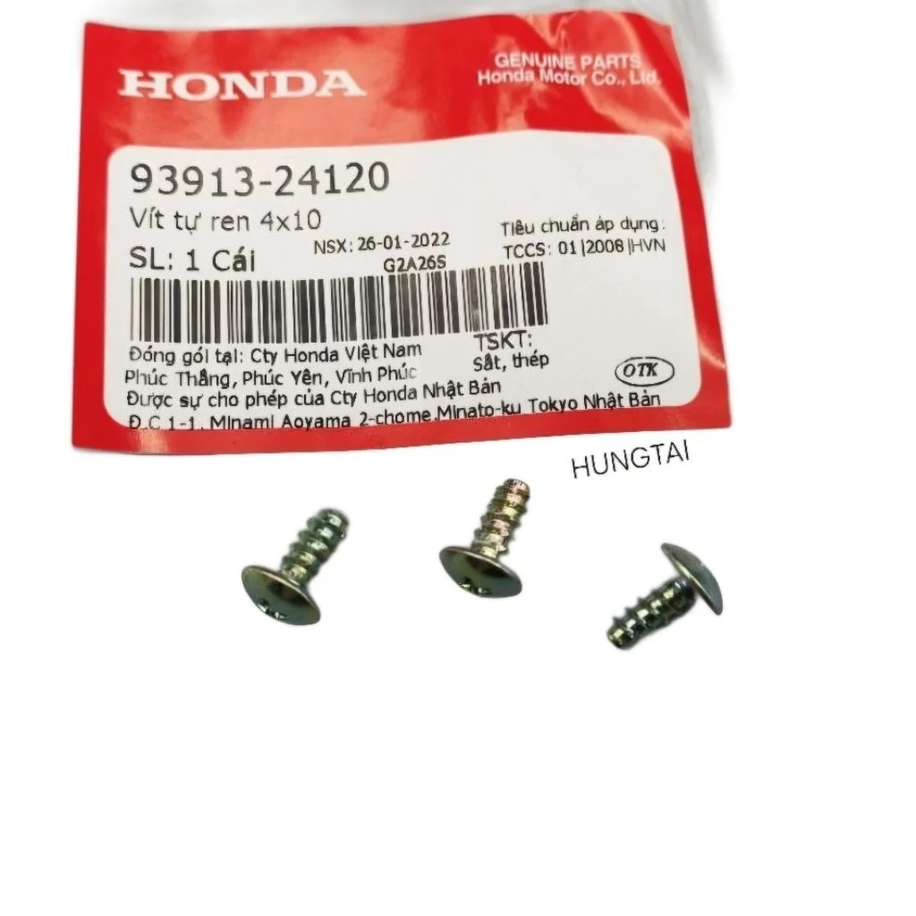 1 ốc, vít bắt nhựa mặt nạ xi trước xe DREAM... zin Honda 4x10 93913-24120 - Ảnh 4