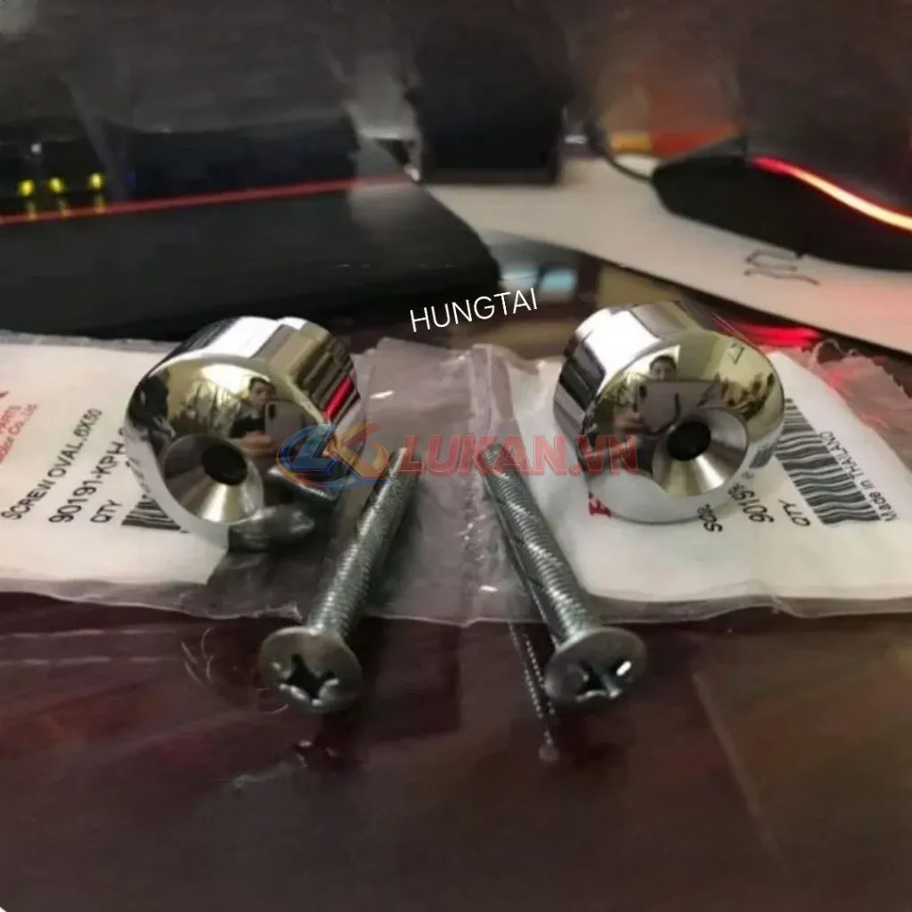 Cặp gù trắng inox gắn bao tay lái DREAM, WAVE, FUTURE... zin Honda luôn ốc 90191-KPH-690 - Ảnh 2