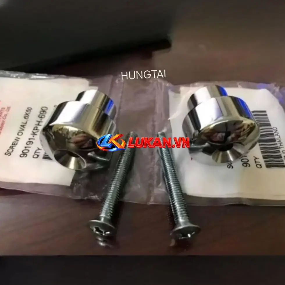 Cặp gù trắng inox gắn bao tay lái DREAM, WAVE, FUTURE... zin Honda luôn ốc 90191-KPH-690