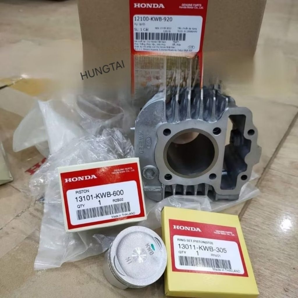 Lòng hơi, xi lanh WAVE S110, RSX, BLADE, ALPHA 110... luôn piston bạc zin 12100-K03-H10, 12100-KWB-920 - Ảnh 6