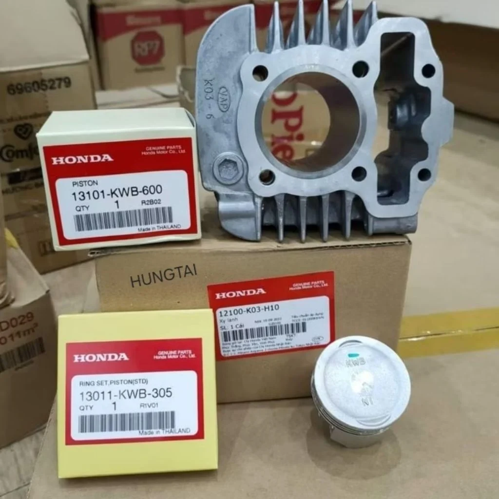 Lòng hơi, xi lanh WAVE S110, RSX, BLADE, ALPHA 110... luôn piston bạc zin 12100-K03-H10, 12100-KWB-920 - Ảnh 5