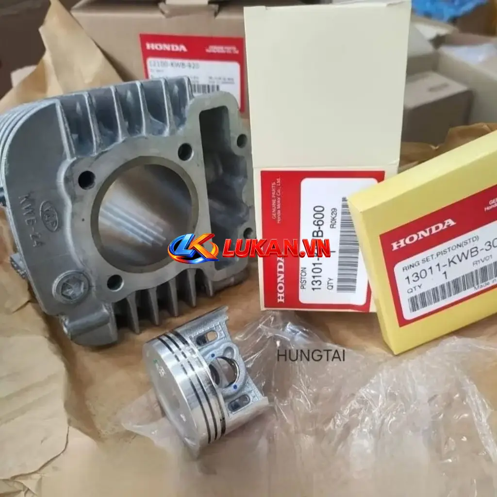 Lòng hơi, xi lanh WAVE S110, RSX, BLADE, ALPHA 110... luôn piston bạc zin 12100-K03-H10, 12100-KWB-920
