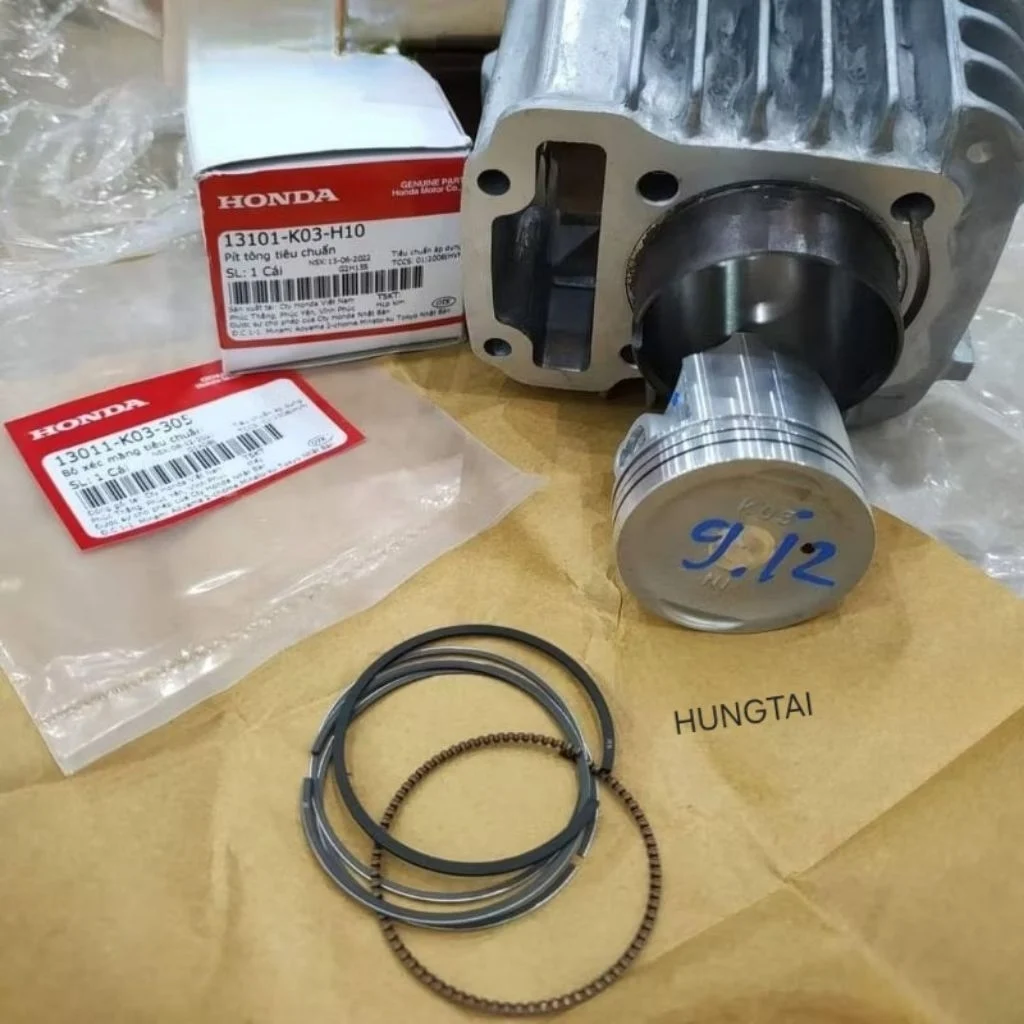 Lòng hơi, xi lanh WAVE S110, RSX, BLADE, ALPHA 110... luôn piston bạc zin 12100-K03-H10, 12100-KWB-920 - Ảnh 2