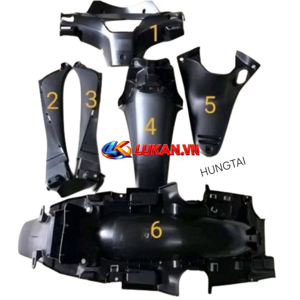 Bộ 7 nhựa nhám đen, áo xe FUTURE X 125 zin chính hãng