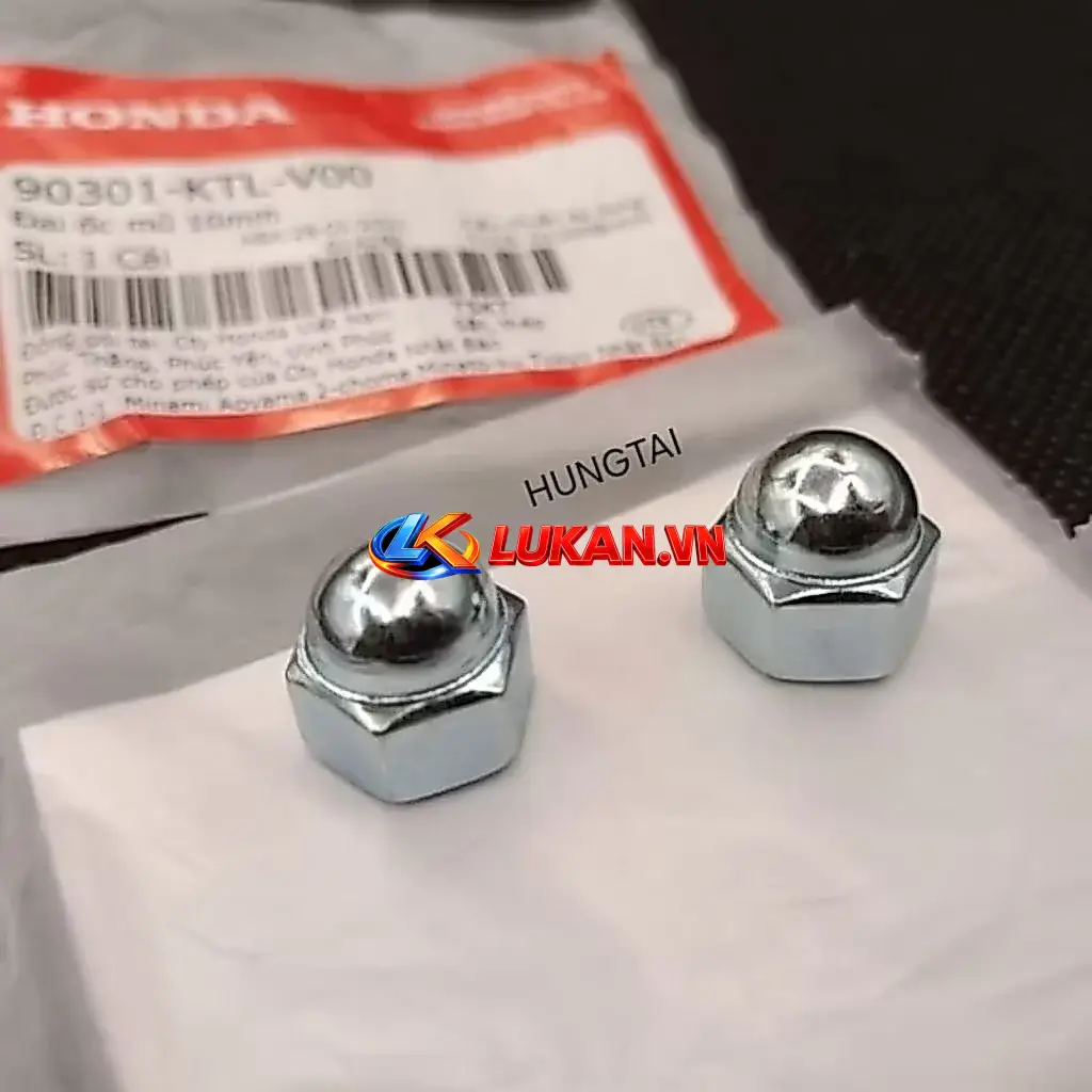 2 Ốc, tán phuộc giảm sóc sau WAVE A, RS, S100, FUTURE... zin 10mm 90301-KTL-V00