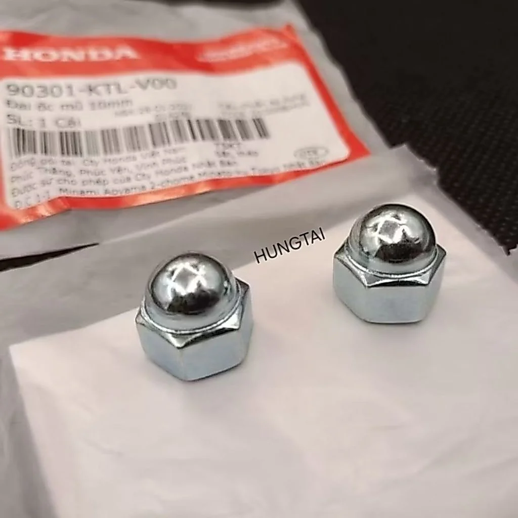 2 Ốc, tán phuộc giảm sóc sau WAVE A, RS, S100, FUTURE... zin 10mm 90301-KTL-V00 - Ảnh 3