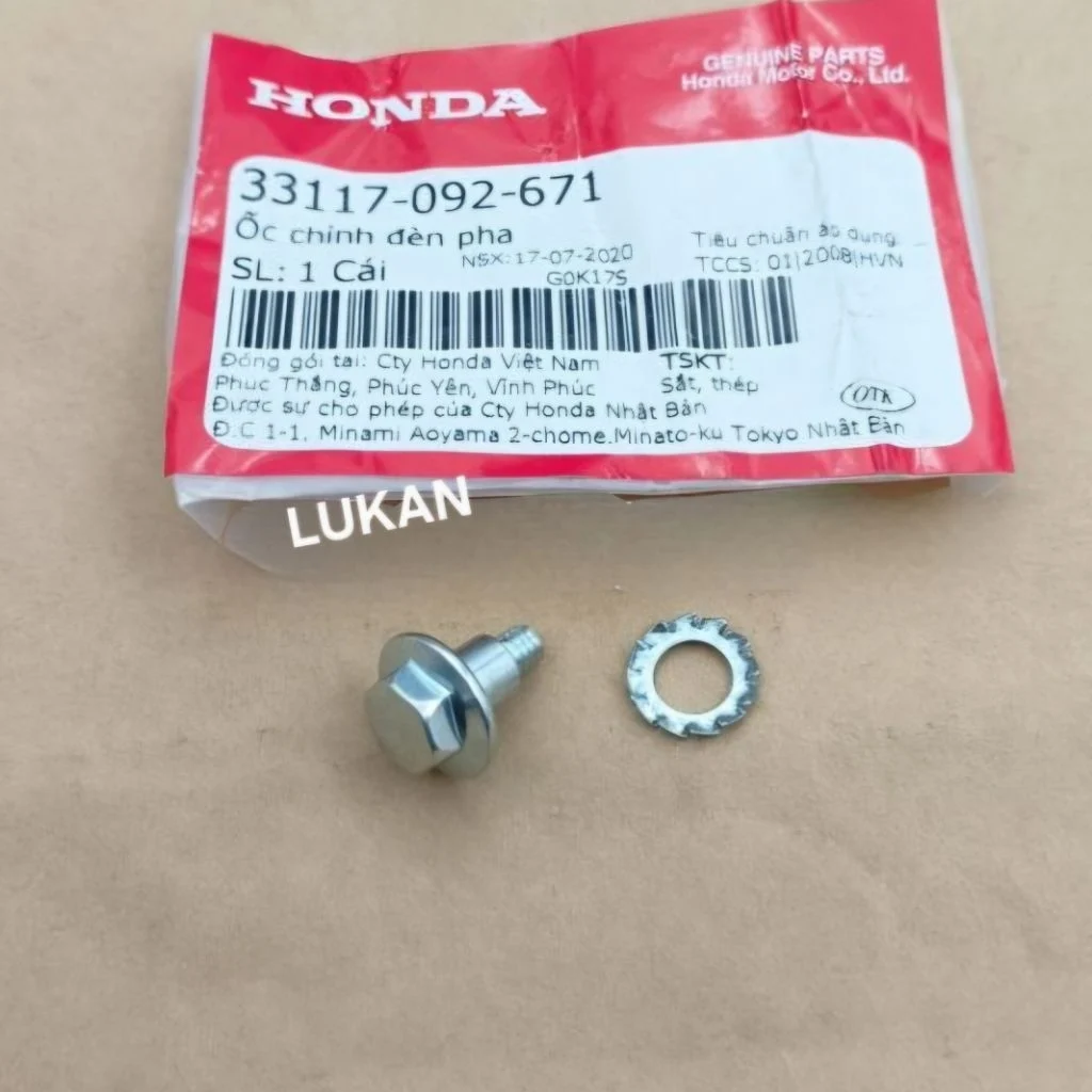 Ốc điều chỉnh chóa đèn pha xe WAVE, FUTURE.... zin Honda 33117-092-671, 90101-GJ6-000 - Ảnh 2