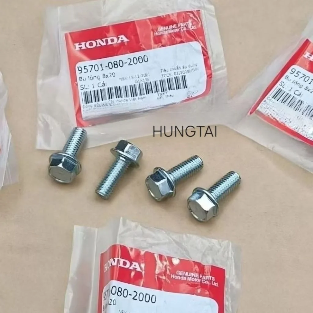 Bộ 4 ốc bắt gác chân máy giữa DREAM, WAVE, FUTURE... zin Honda 8x20 95701-080-2000 - Ảnh 2