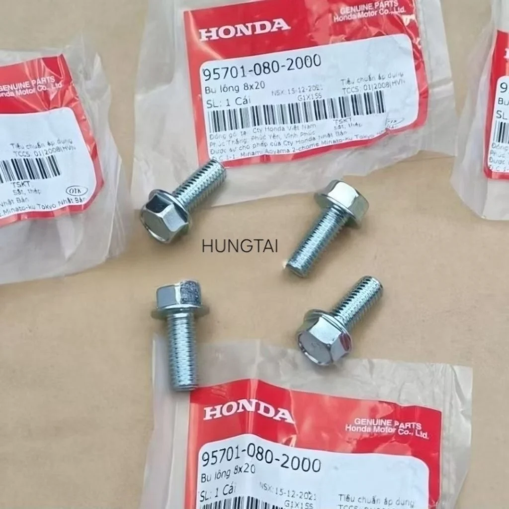 Bộ 4 ốc bắt gác chân máy giữa DREAM, WAVE, FUTURE... zin Honda 8x20 95701-080-2000 - Ảnh 4