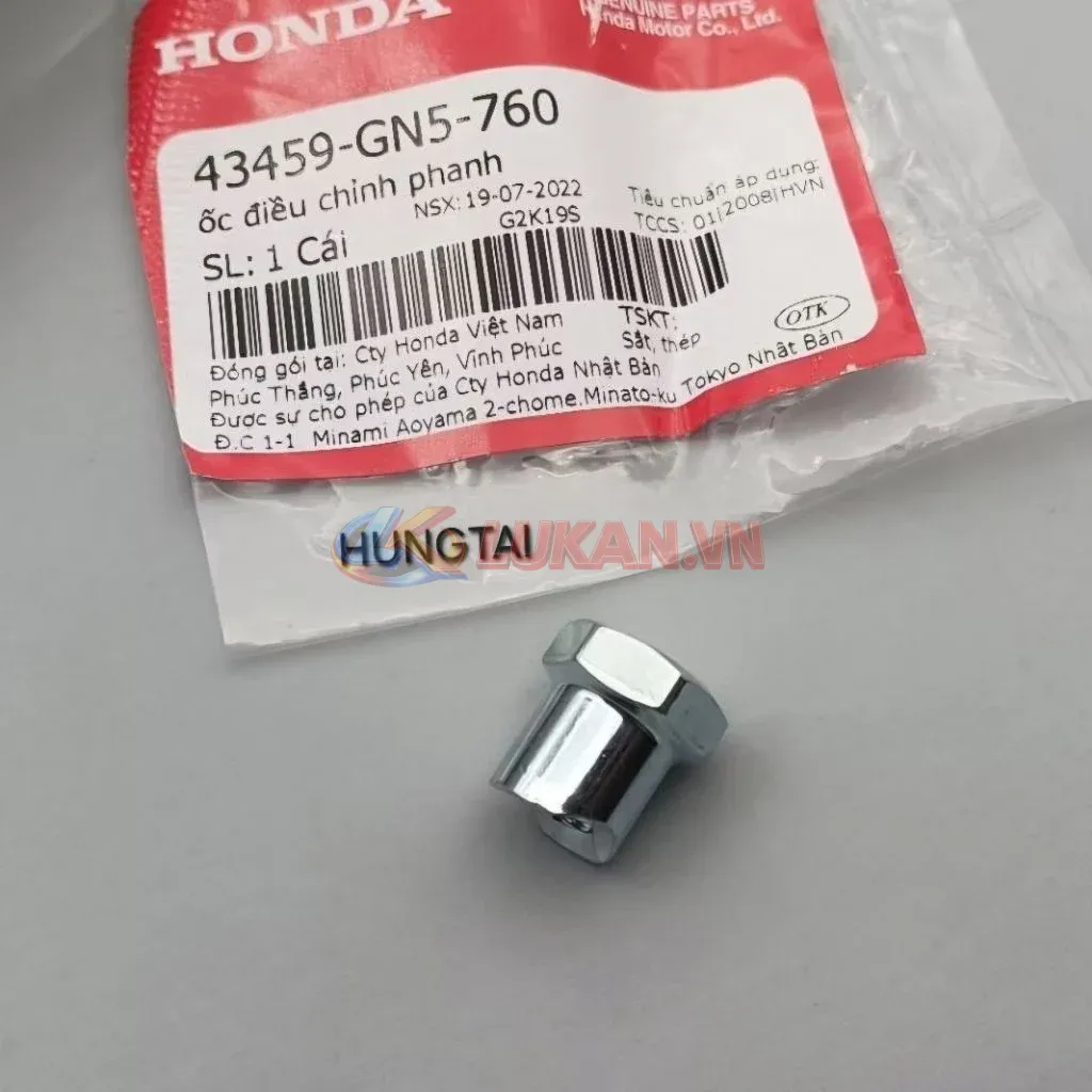 Ốc, tán điều chỉnh phanh, đũa thắng DREAM, WAVE, FUTURE.... zin 43459-GN5-760 - Ảnh 2