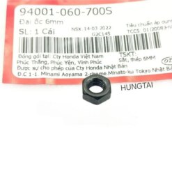 Ốc bắt bản lề, đế yên ngồi DREAM, WAVE, FUTURE...  zin tán 6mm đen 94001-060-700S