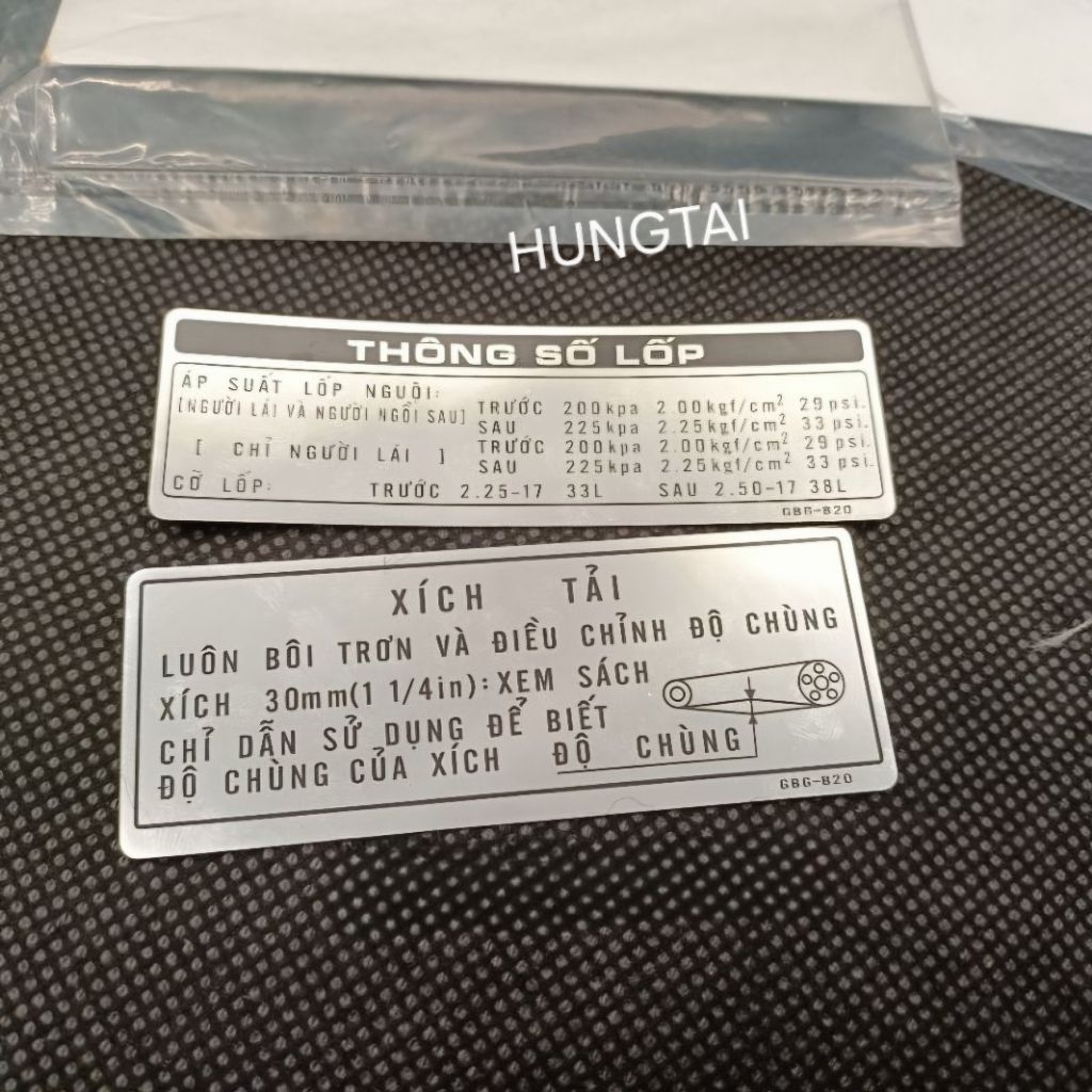 2 tem thông số hộp xích, sên cacter Super DREAM Việt zin 87505-GBG-B20, 57507-GBG-B20 - Ảnh 4