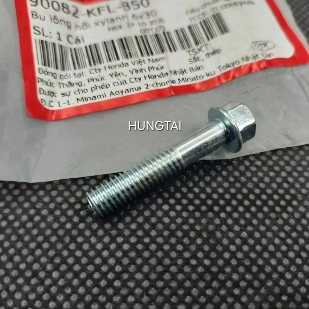Ốc nối lòng xy lanh xe DREAM, WAVE, FUTURE 1... zin bu lông 6x30 90082-KFL-850 - Ảnh 3