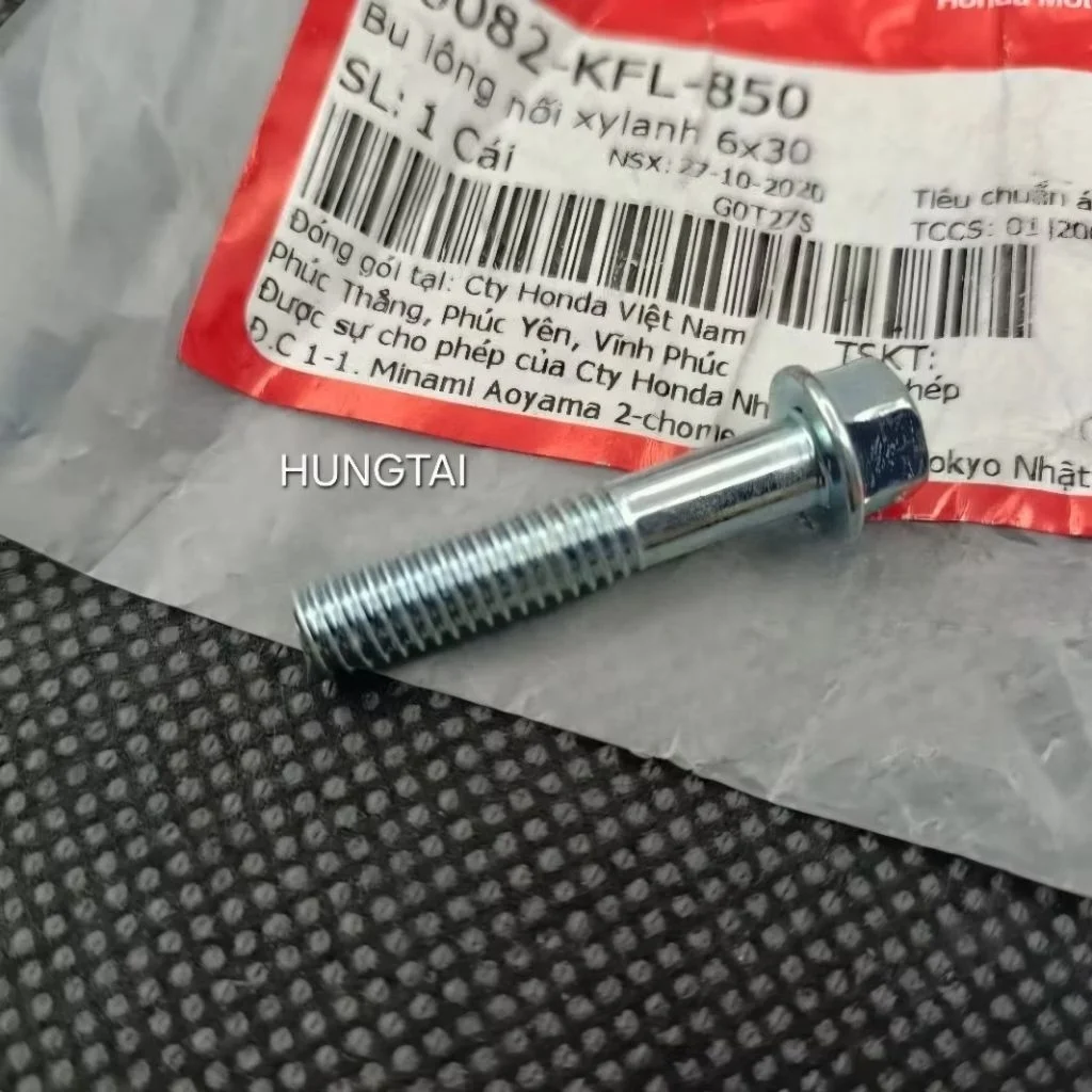 Ốc nối lòng xy lanh xe DREAM, WAVE, FUTURE 1... zin bu lông 6x30 90082-KFL-850 - Ảnh 4