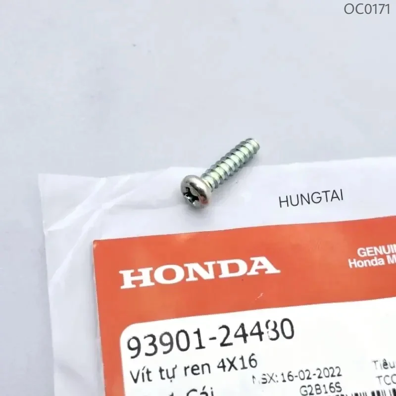 Ốc, vít bắt đèn hậu, xi nhan xe DREAM, WAVE ALPHA.... 4x16 trắng zin 93901-24480 - Ảnh 2