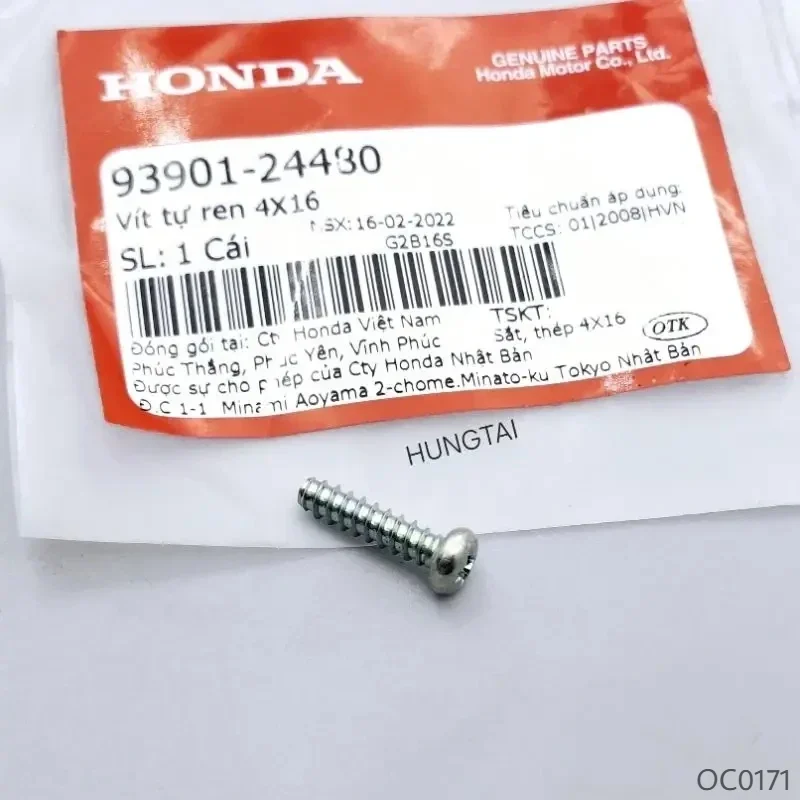 Ốc, vít bắt đèn hậu, xi nhan xe DREAM, WAVE ALPHA.... 4x16 trắng zin 93901-24480 - Ảnh 4