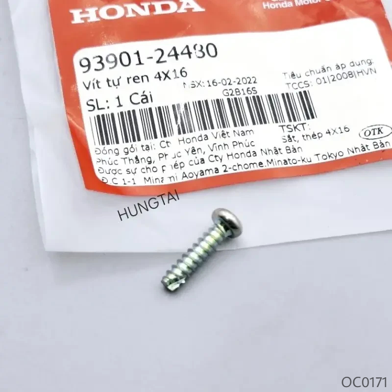 Ốc, vít bắt đèn hậu, xi nhan xe DREAM, WAVE ALPHA.... 4x16 trắng zin 93901-24480 - Ảnh 6