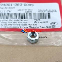 Đai ốc, Tán bắt treo nhựa đuôi, tăng sên DREAM, WAVE, FUTURE... 6mm zin 94001-060-000S