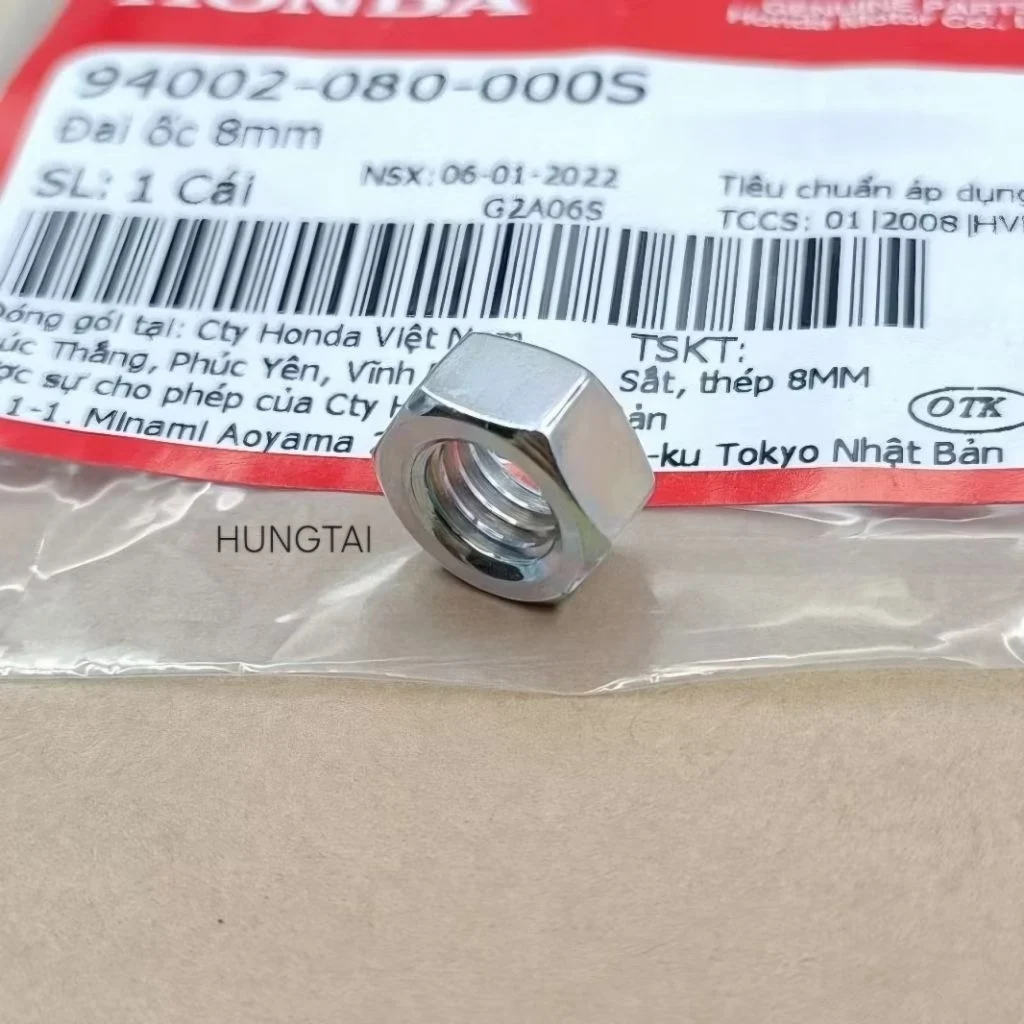 Đai ốc, Tán gắn pass chữ Y má phanh DREAM, WAVE, FUTURE... zin 8mm 94002-080-000S, 94001-080-000S - Ảnh 4