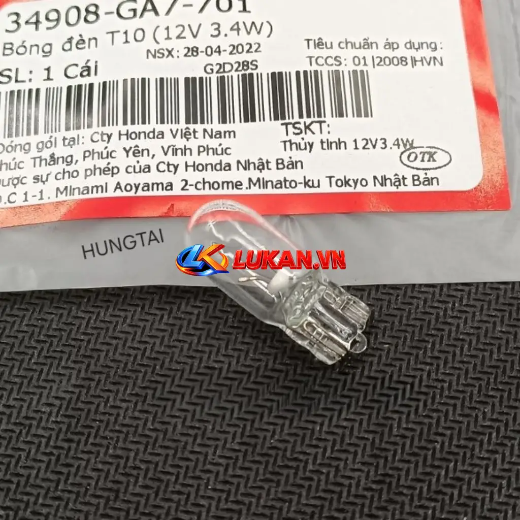 Bóng đèn demi xi nhan DREAM, WAVE, FUTURE... T10 (12V 3.4W) zin 34908-GA7-701