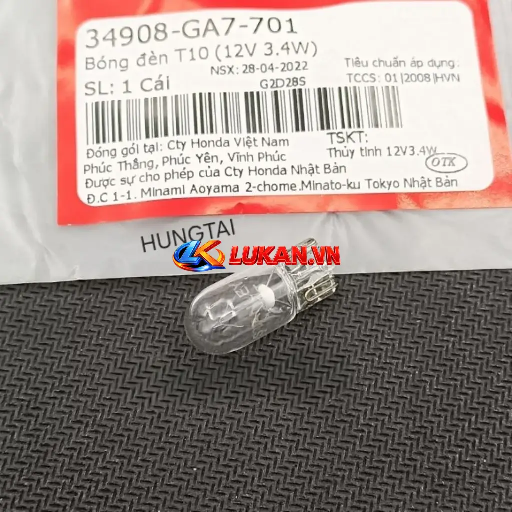 Bóng đèn demi xi nhan DREAM, WAVE, FUTURE... T10 (12V 3.4W) zin 34908-GA7-701 - Ảnh 2