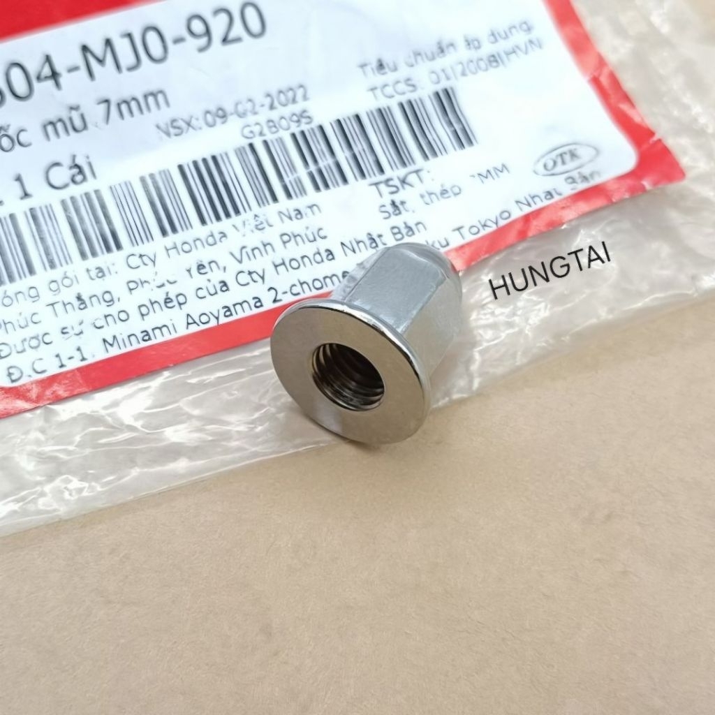 Đai ốc đũa đầu bò quylat DREAM, WAVE... tán mũ SH 7mm zin 90304-MJ0-920 - Ảnh 3