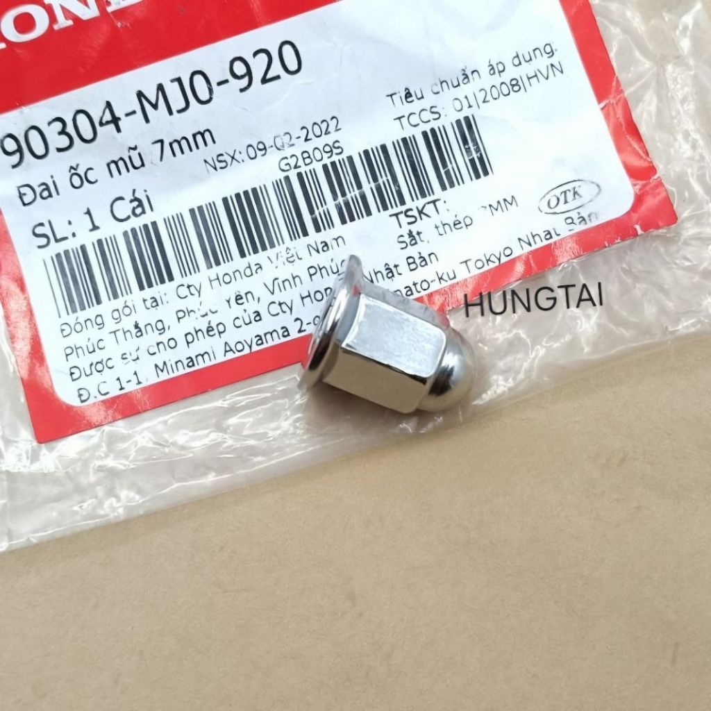 Đai ốc đũa đầu bò quylat DREAM, WAVE... tán mũ SH 7mm zin 90304-MJ0-920 - Ảnh 4