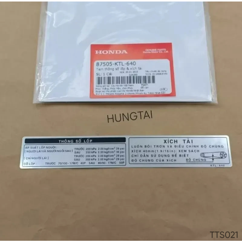 Tem dán hộp xích, sên cacte WAVE A, ALPHA, RS, S100, RSX... thông số zin Honda 87505-KTL-640 - Ảnh 2