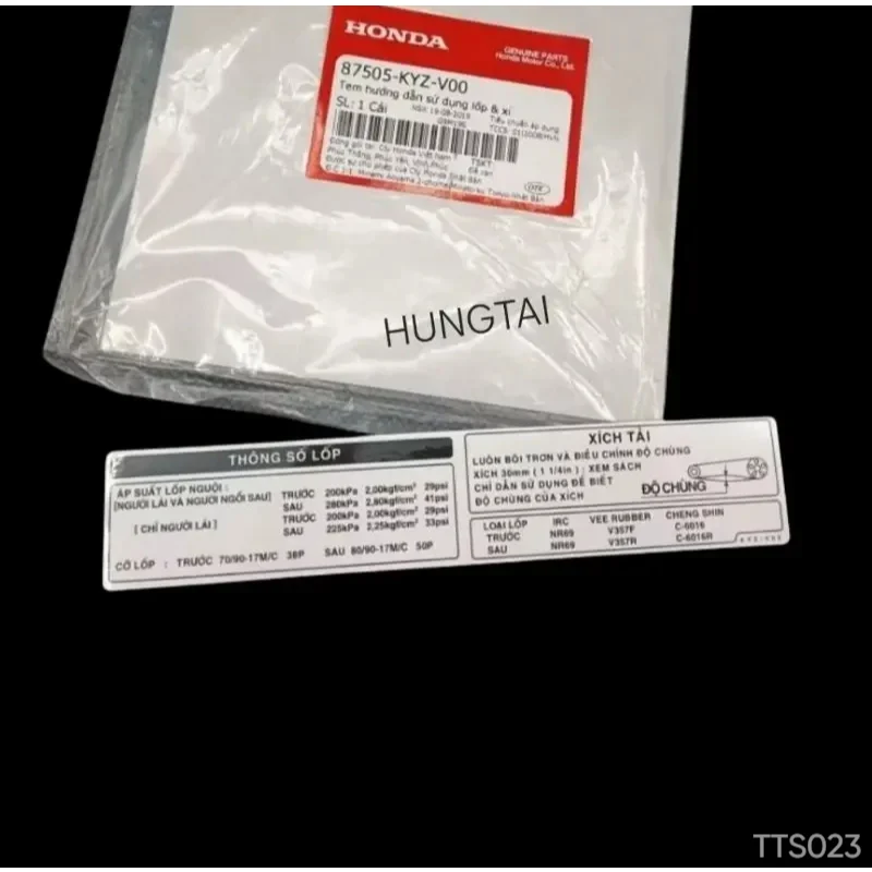 Tem thông số hộp xích, sên cacte FUTURE MẬP, LED 125... zin Honda 87505-KYZ-V00