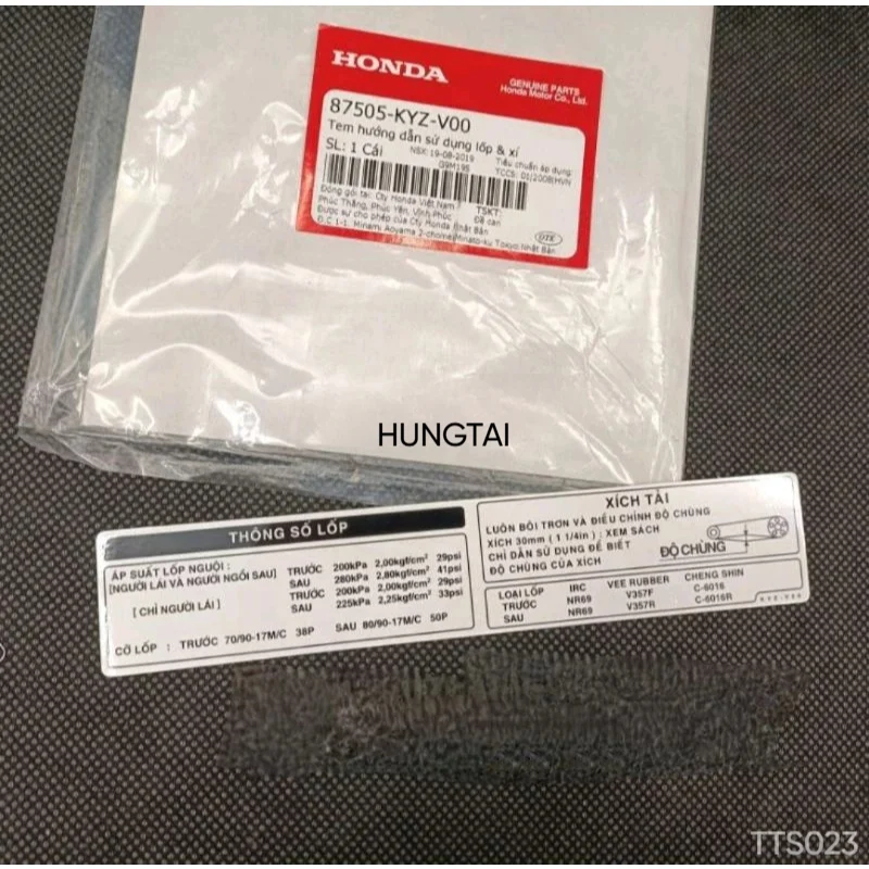 Tem thông số hộp xích, sên cacte FUTURE MẬP, LED 125... zin Honda 87505-KYZ-V00 - Ảnh 2