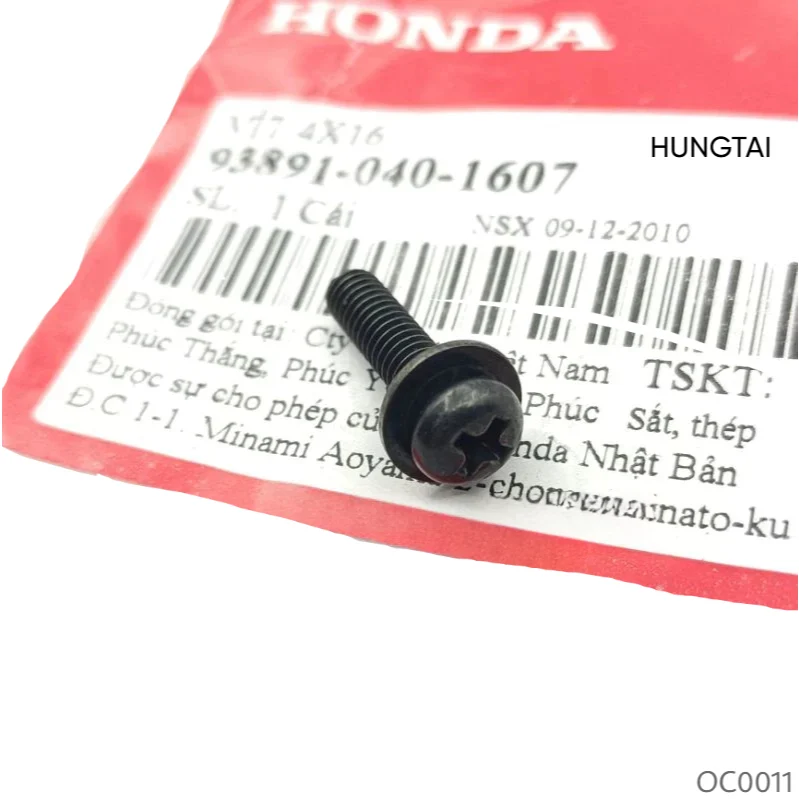 Ốc vít bắt nhựa đầu đèn WAVE ALPHA, ZX, RS, S100, FUTURE... zin Honda 4x16 93891-040-1607 - Ảnh 3