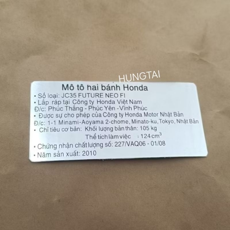 Tem thông số năm sản xuất FUTURE NEO, X, GT, FI 125... Tem gấp hộp xích, cacte - Ảnh 6
