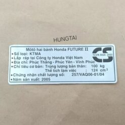 Tem càng gắp, cacte thông số năm sản xuất xe FUTURE 2 đời 2005