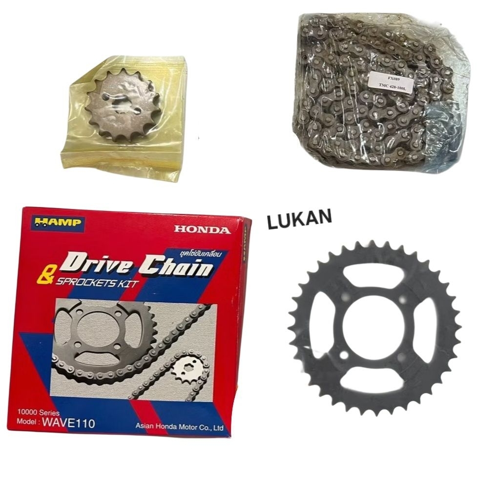 Bộ nhông sên dĩa, xích xe DREAM Thái, WAVE 100, 110... zin Honda Thái hộp đỏ