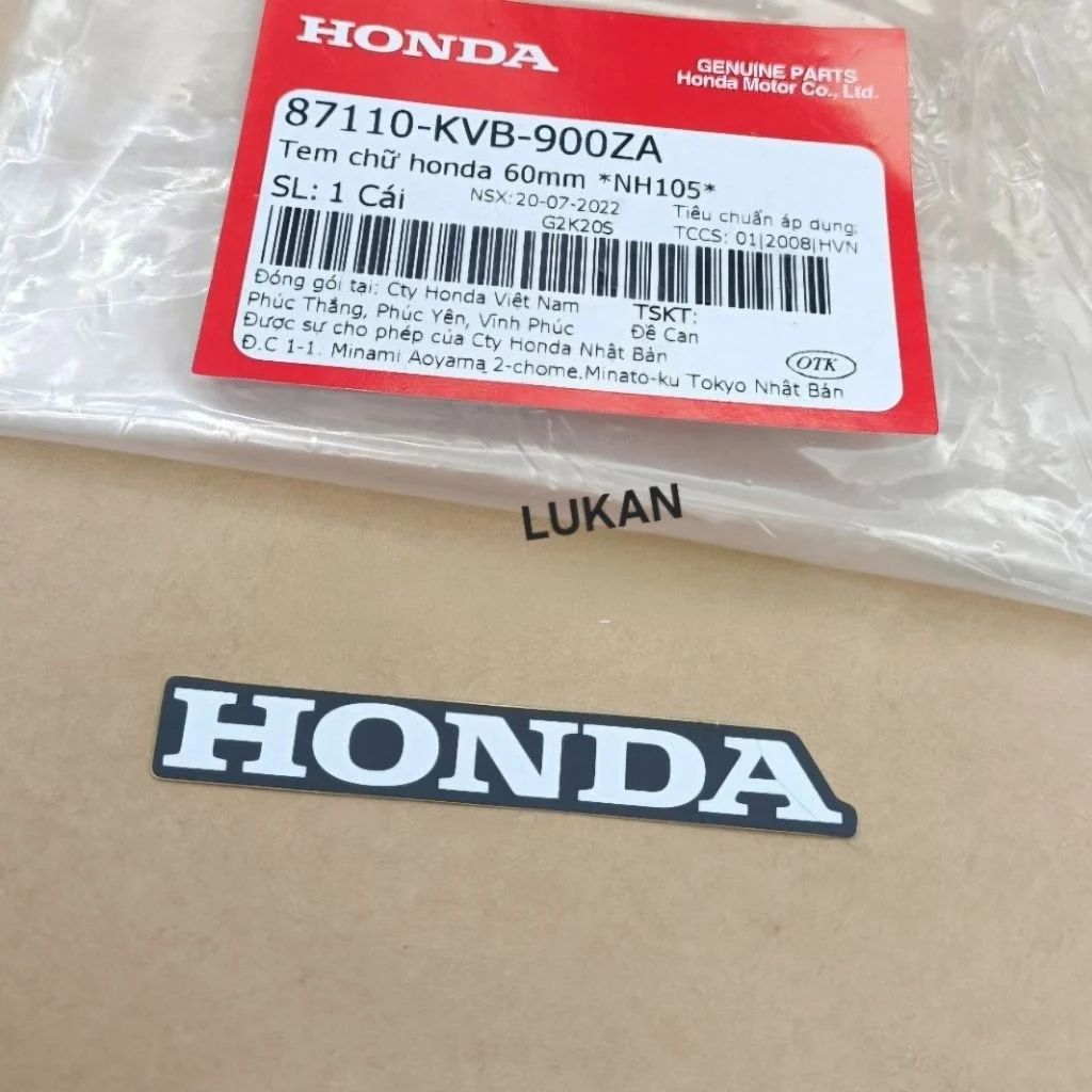 Tem chữ Honda dán nhựa đuôi dè WAVE, FUTURE... zin 60mm 87110-KVB-900ZA - Ảnh 2