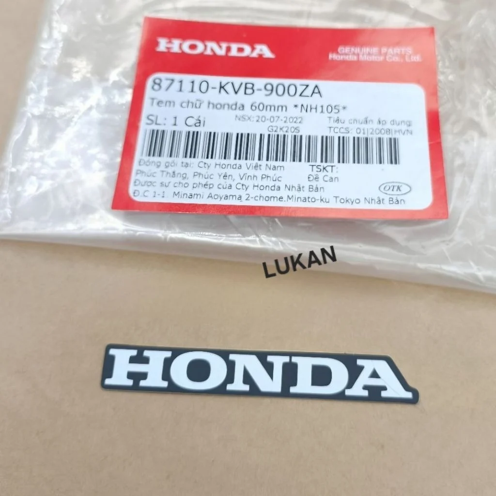 Tem chữ Honda dán nhựa đuôi dè WAVE, FUTURE... zin 60mm 87110-KVB-900ZA - Ảnh 3