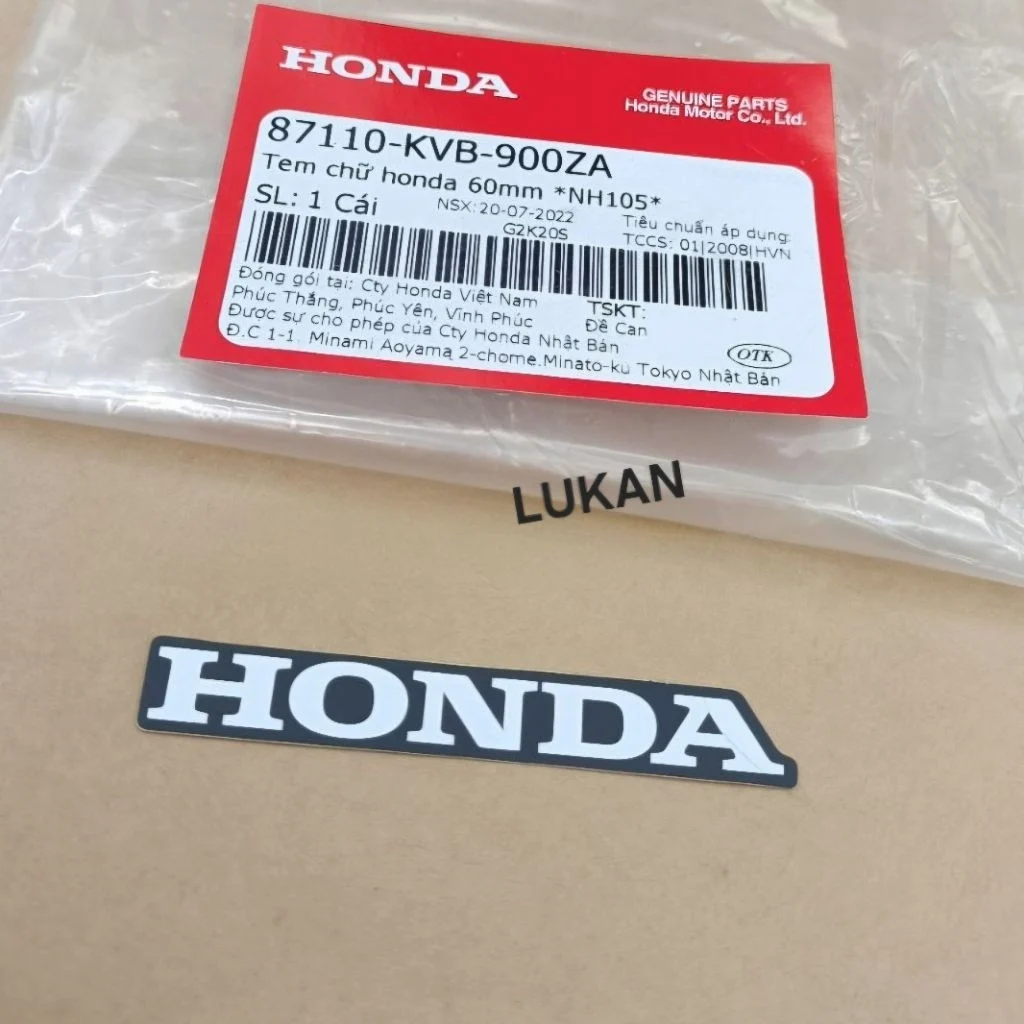 Tem chữ Honda dán nhựa đuôi dè WAVE, FUTURE... zin 60mm 87110-KVB-900ZA - Ảnh 4