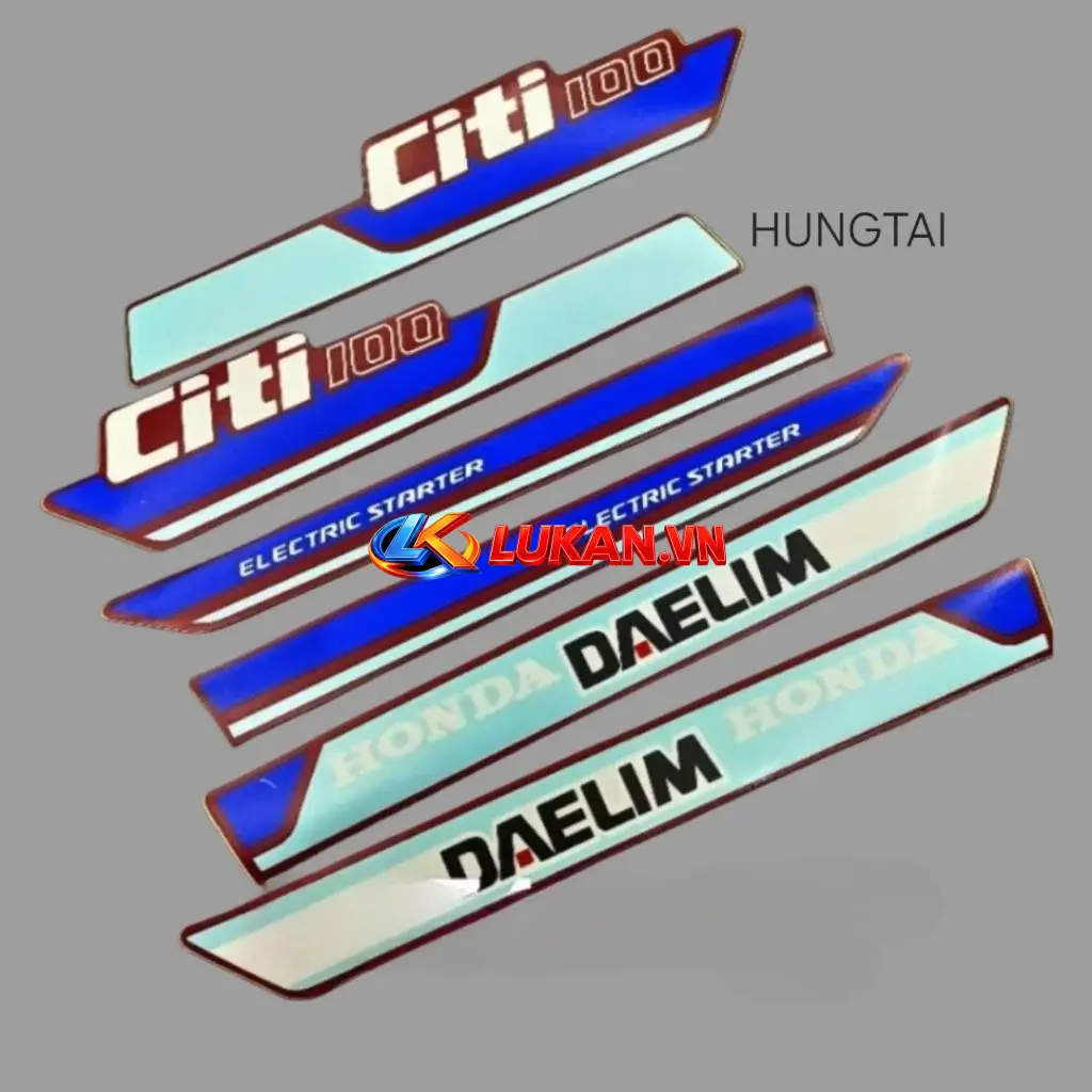 Bộ tem xe CiTi 100 DAELIM xanh tím cao cấp