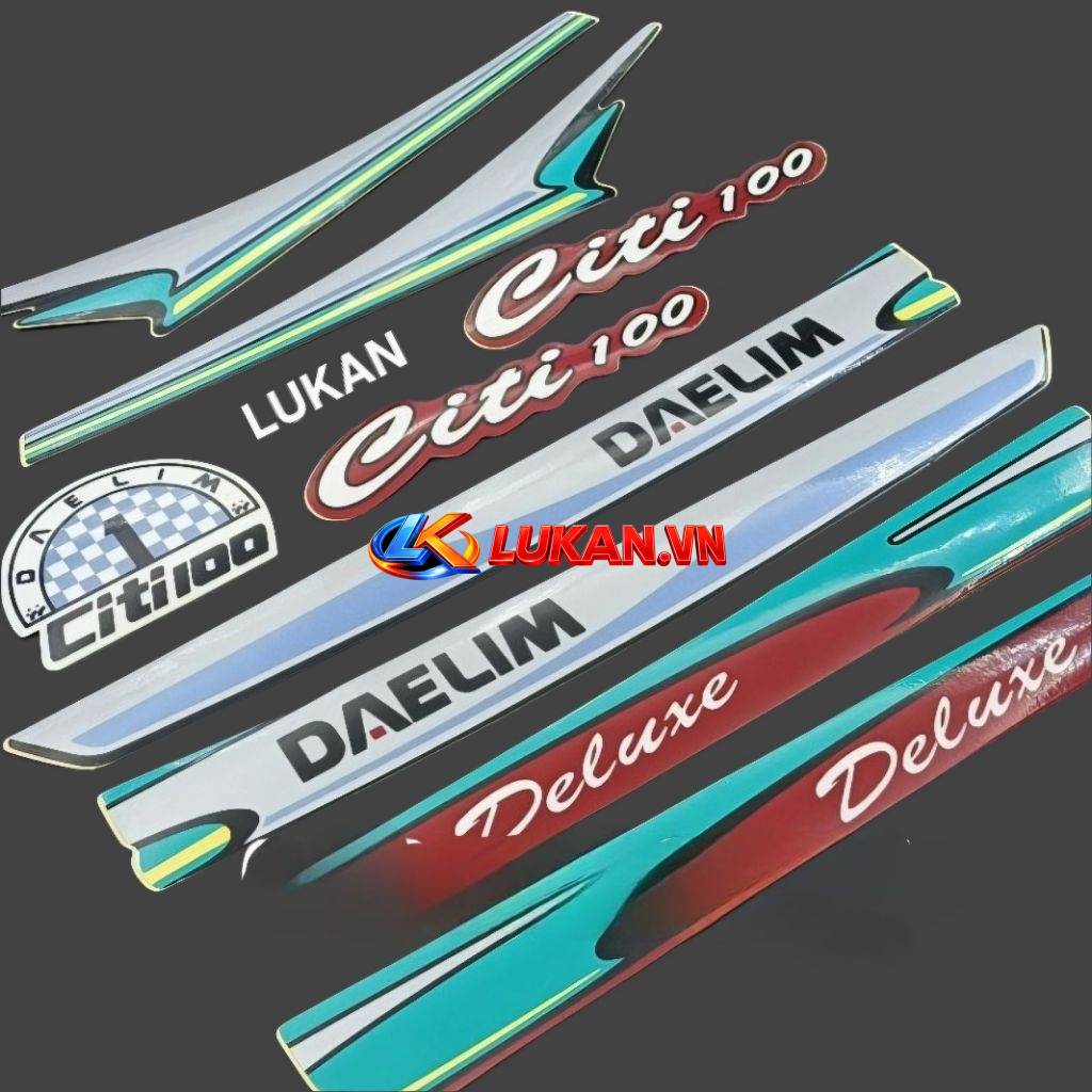 Bộ tem xe CiTi 100 DAELIM nâu xanh cao cấp