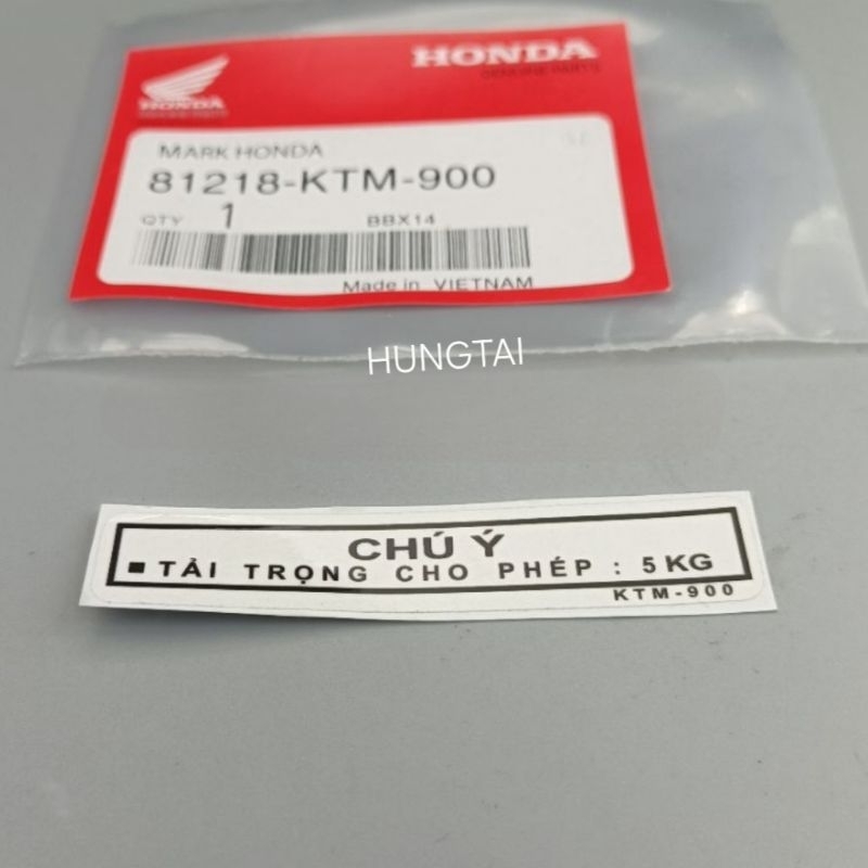 Tem thông số, chú ý tải trọng xe FUTURE 2, NEO, X 125.... zin 81218-KTM-900 - Ảnh 4